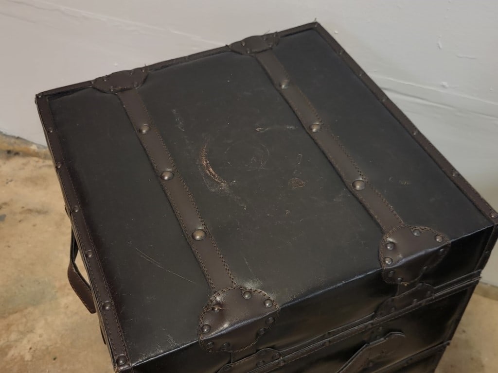 PR CAMPAIGN STYLE LEATHER LINED SIDE TABLES CHESTS - 9