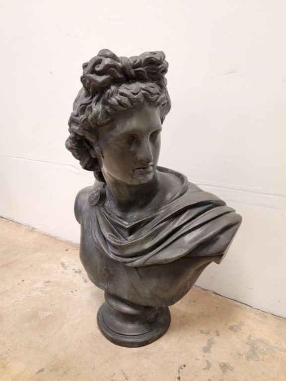 LIFESIZE BRONZE BUST, APOLLO BELVEDERE - 2