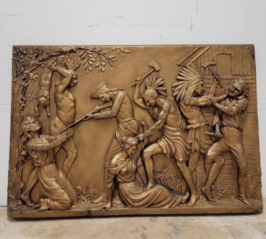 20TH C PLASTER RELIEF, PILGRIMS & NATIVE AMERICANS (1 of 5)