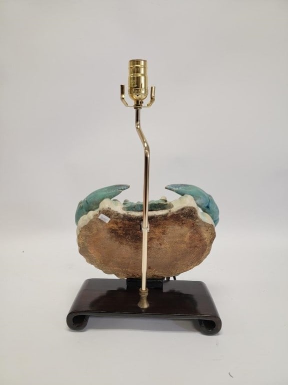 GLAZED CERAMIC CRAB FORM TABLE LAMP - 3