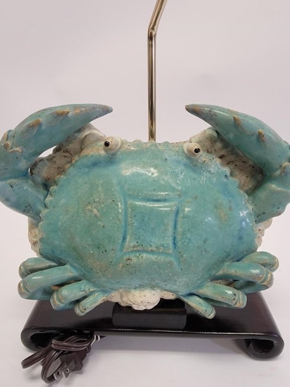 GLAZED CERAMIC CRAB FORM TABLE LAMP - 5