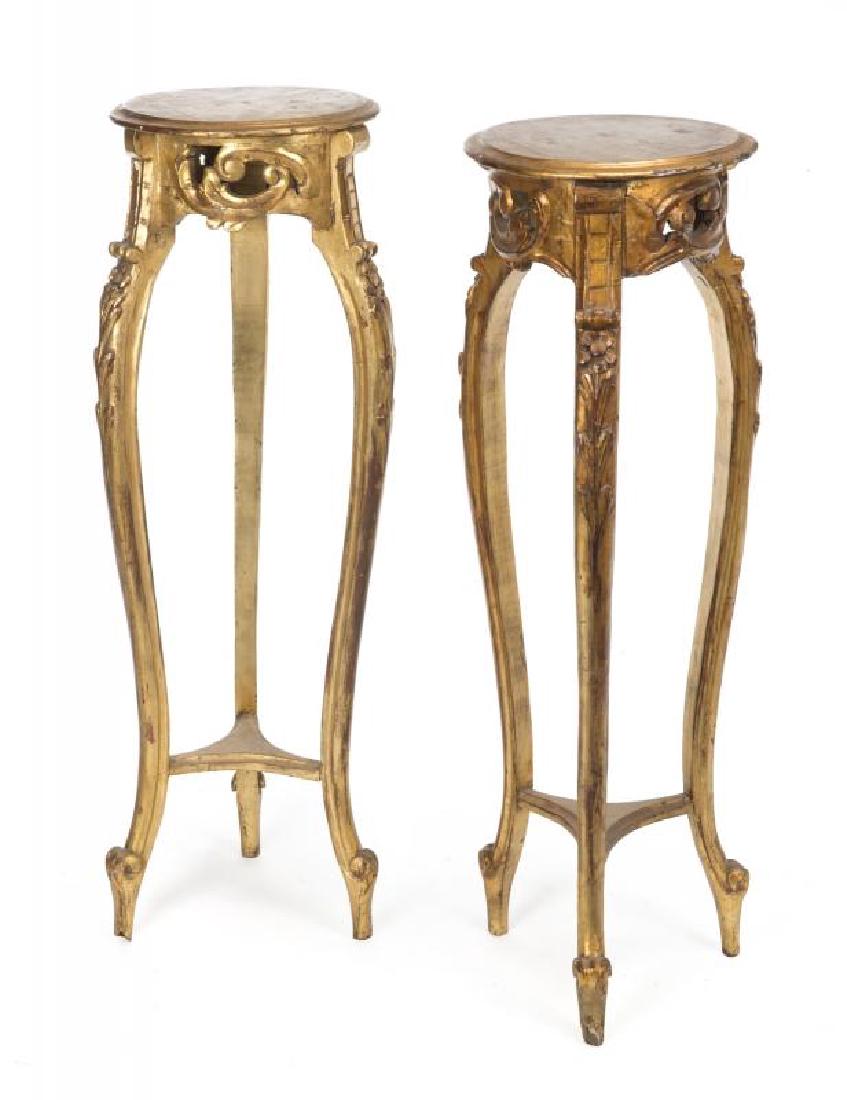 PAIR OF ROCOCO STYLE GILTWOOD PLANT STANDS: 42 1/2 by 15 by 15 inches