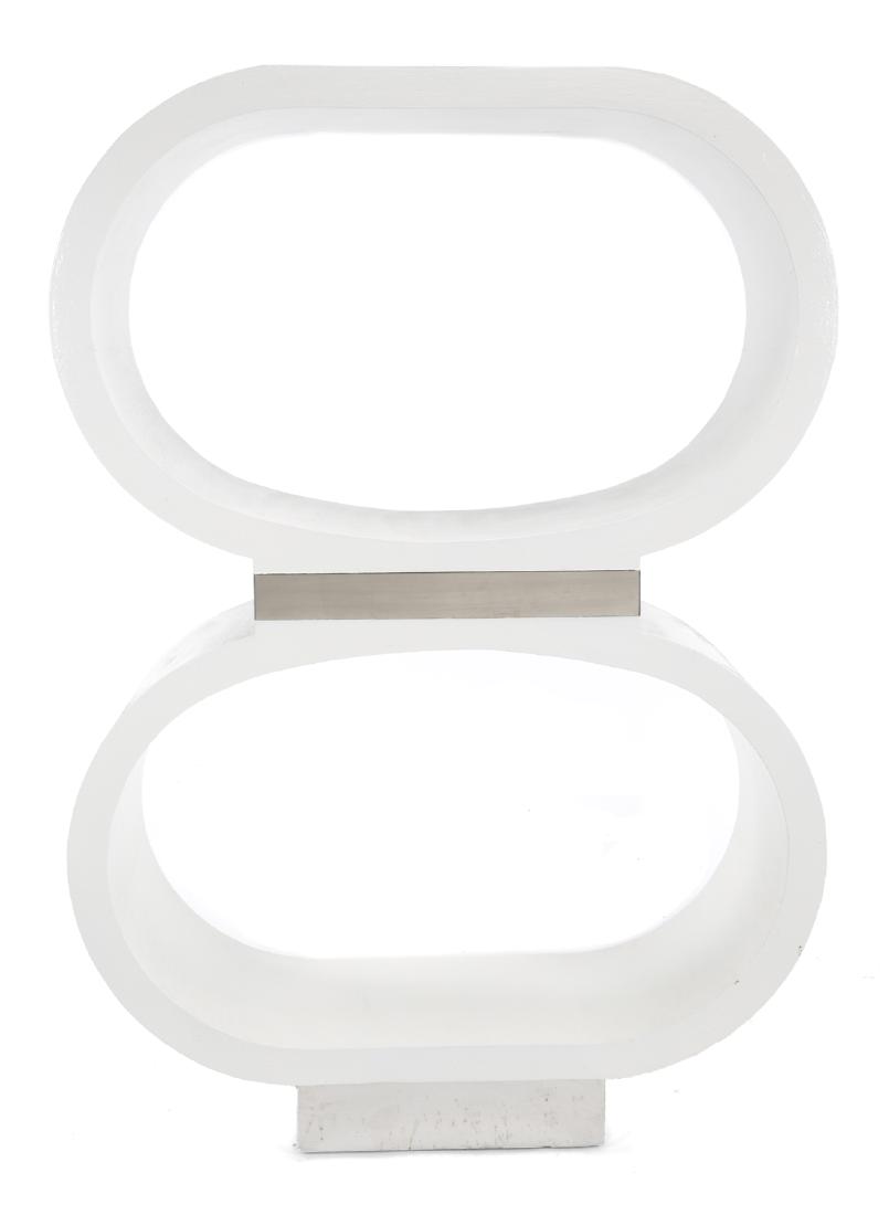 WHITE WITH CHROME DISPLAY STAND AND MIRRORS (1 of 3)