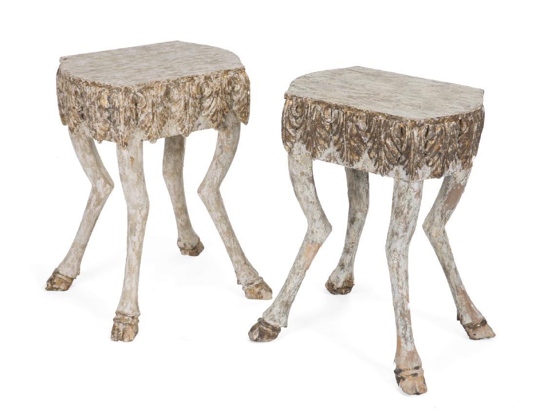 PAIR OF VINTAGE HOOF FOOT SIDE TABLES (1 of 1)