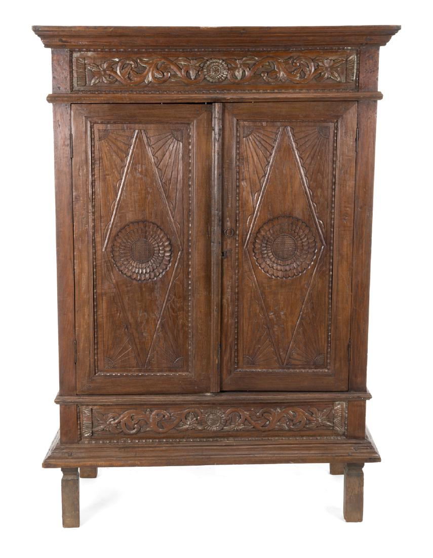 ANTIQUE CHIP CARVED CABINET (1 of 1)