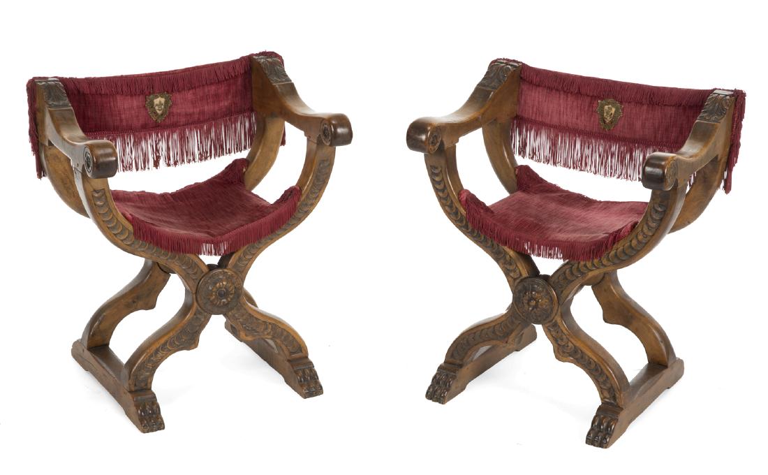 PAIR OF 19TH CENTURY SAVONAROLA CHAIRS (1 of 1)