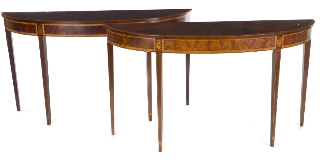 PAIR OF DEMILUNE CONSOLE TABLES (1 of 1)