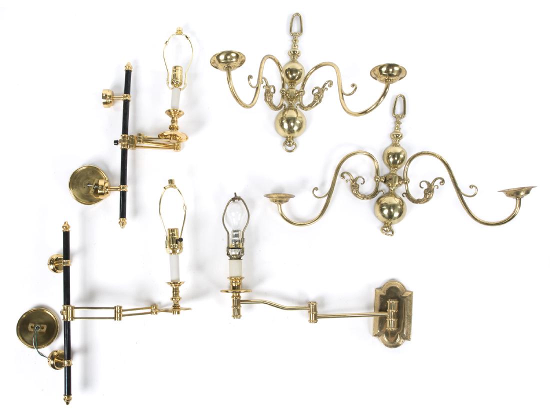 GROUP OF BRASS WALL SCONCES (1 of 1)