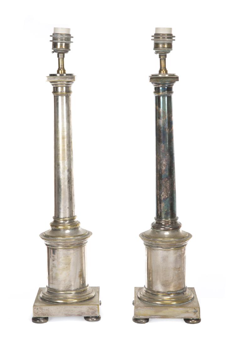PAIR OF MODERN SILVER PLATED TABLE LAMPS (1 of 1)