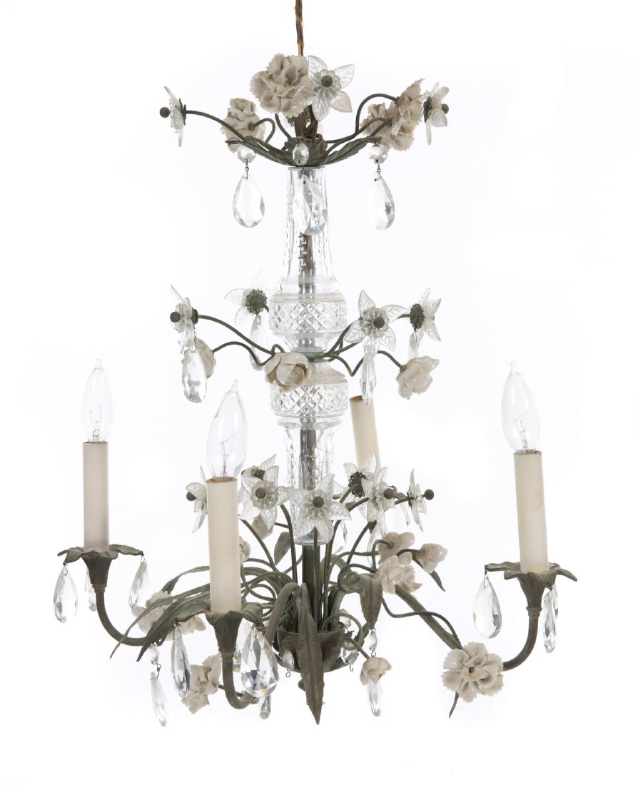 VINTAGE PAINTED TOLE CHANDELIER AND SCONCE (1 of 2)