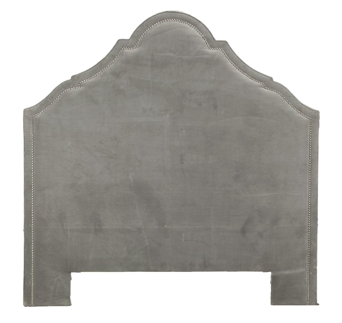GREY VELVET QUEEN SIZED HEADBOARD (1 of 1)