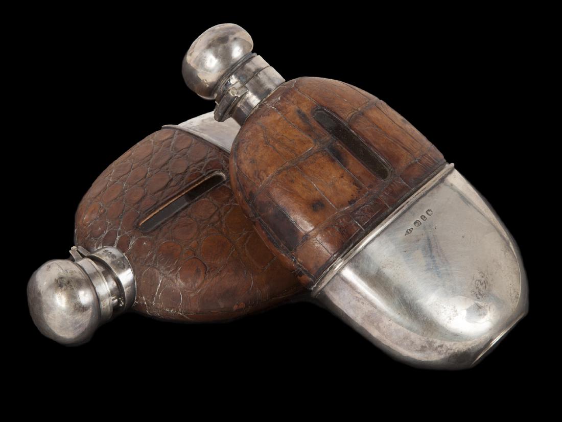 TWO OVAL STERLING FLASKS (1 of 1)