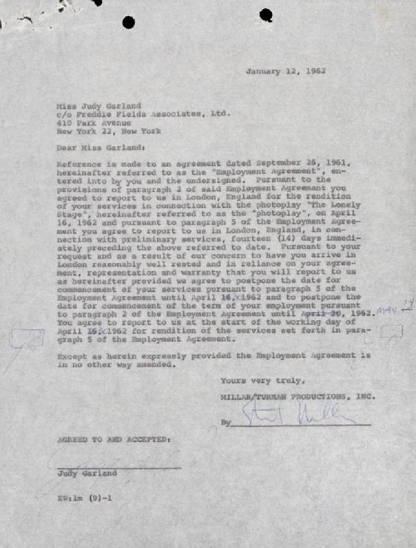 JUDY GARLAND SIGNED CONTRACT, 1962 (1 of 1)