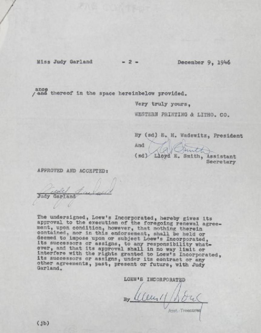 JUDY GARLAND SIGNED CONTRACT, 1946 (1 of 1)