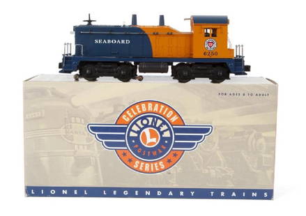 LIONEL 6-18502 SEABOARD "6220" NW2 DIESEL LOCOMOTIVE: Locomotive has been run. Features Lights, MagneTraction, ElectroCouplers, TMCC (TrainMaster Command Control), and RailSounds. Boxed. Like New. PROVENANCE From the Collection of Neil Young