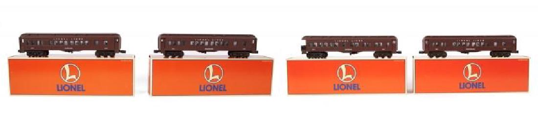 LIONEL 6-19075 - 19078 LIONEL LINES "MADISON" PASSENGER: Cars have been run. Includes 6-19075 Mazzone coach, 6-19076 Caruso coach, 6-19077 Raphael coach, and 6-19078 Cowen observation car. Lights, Die-cast trucks. Boxed. Like New. PROVENANCE From the