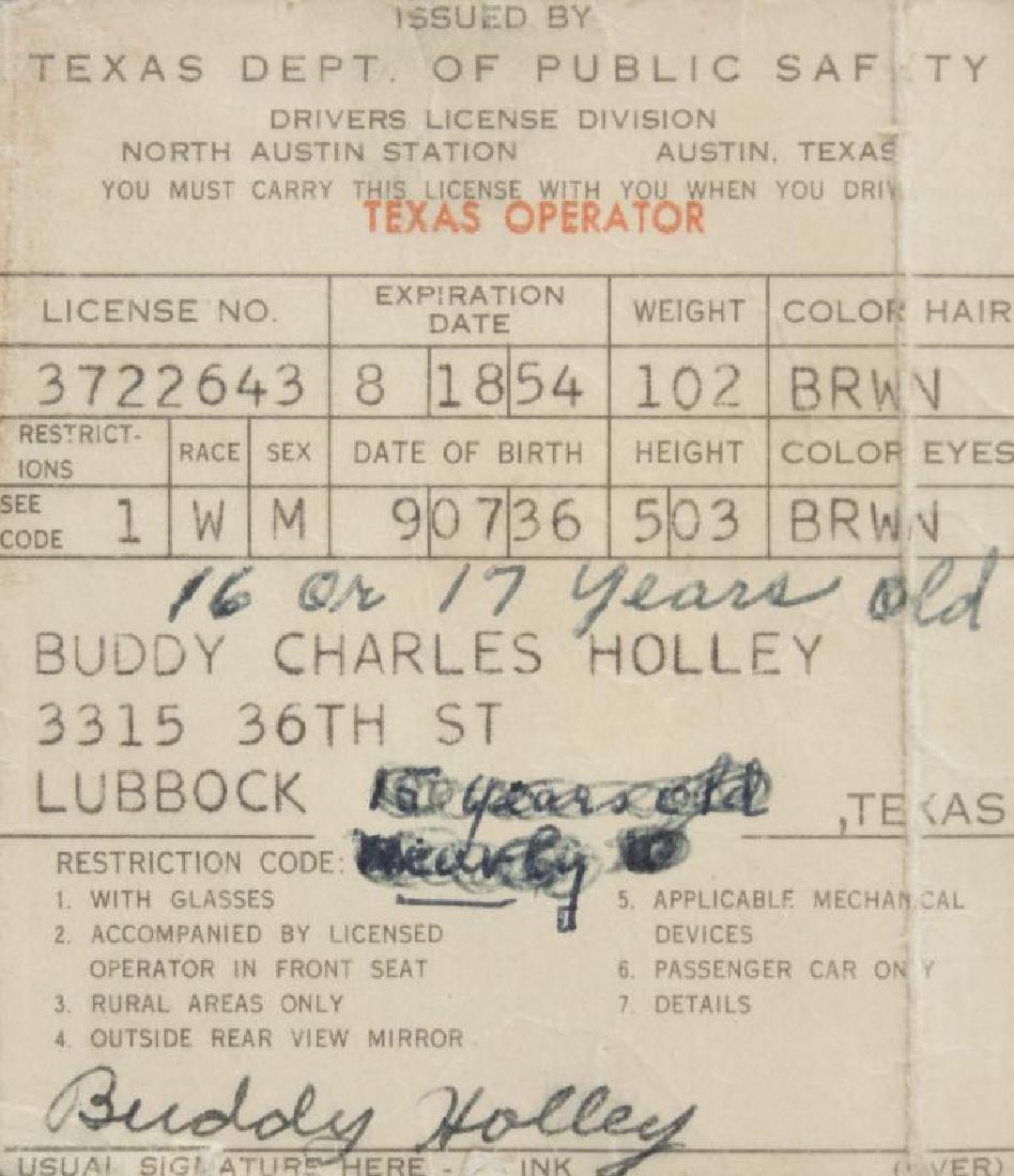 BUDDY HOLLY SIGNED DRIVER'S LICENSE (1 of 1)