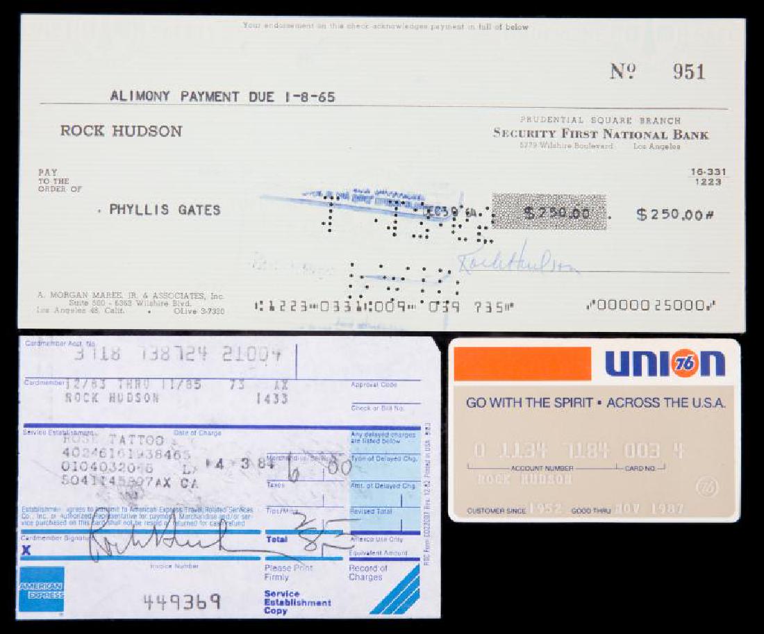 ROCK HUDSON CREDIT CARD, CHECK AND INVOICE (1 of 1)