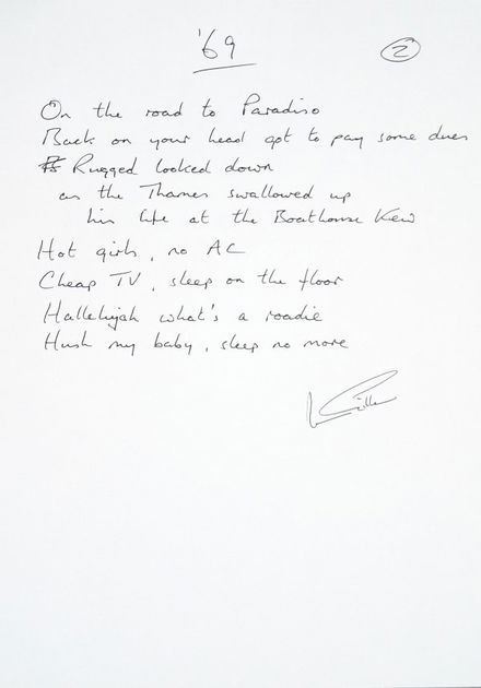 98 Deep Purple Ian Gillan 69 Handwritten Lyrics Nov 06 2004