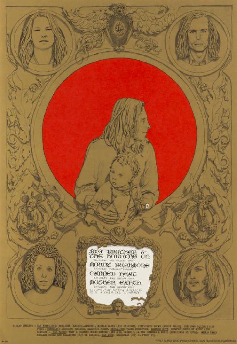 PSYCHEDELIC ACID ROCK CONCERT POSTERS (FAMILY DOG FD72: A group of four from bands including Big Brother and the Holding Company, Blue Cheer, Moby Grape, and Quicksilver Messenger Service among others, Artwork by Victor Moscoso et al., Avalon Ballroom, 196