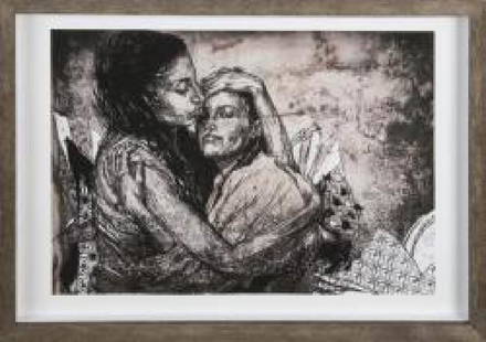 SWOON (American, 1977): Alixa and Naima III - 2015Digital fine art print on archival Canson Mi-Teintes paperSigned and titled in pencil on verso and numbered in pencil on recto lower right 227/250 with Braddock blindstamp