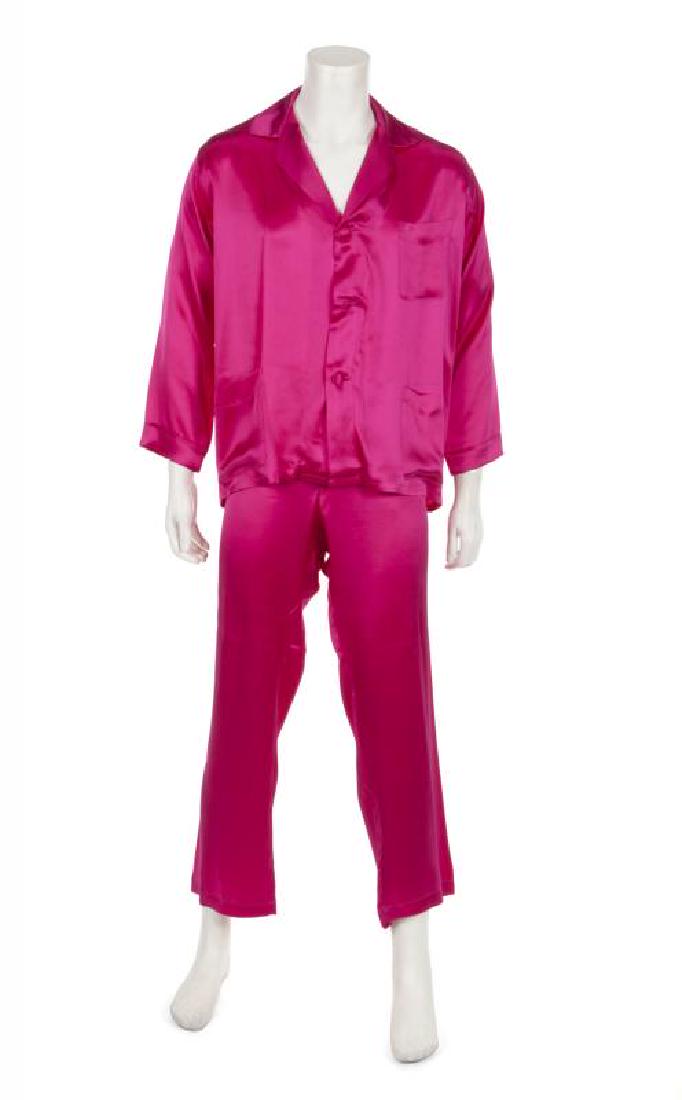 HUGH HEFNER BESPOKE PINK SILK PAJAMAS