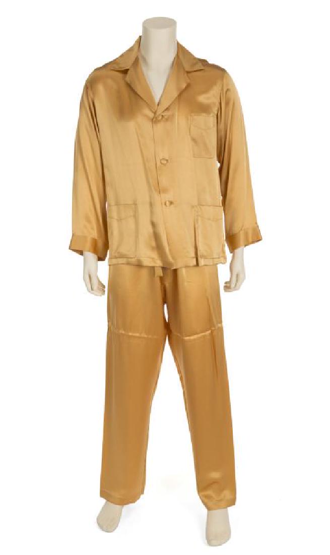 HUGH HEFNER BESPOKE GOLD SILK PAJAMAS