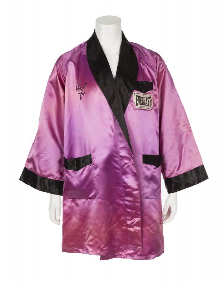 HUGH HEFNER PURPLE SILK MONOGRAMMED ROBE