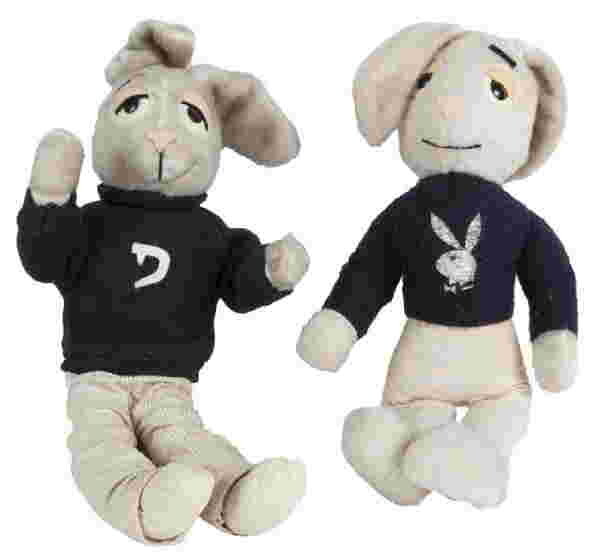 HUGH HEFNER TWO VINTAGE MR. PLAYBOY PLUSH RABBITS