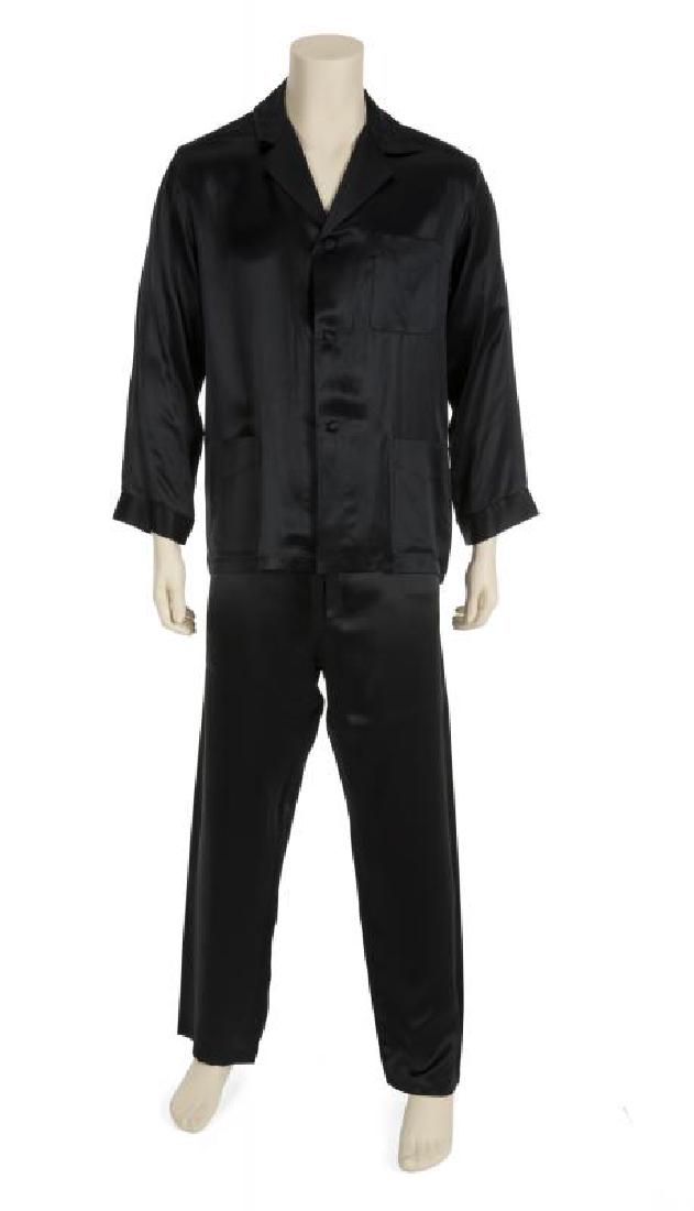 HUGH HEFNER BESPOKE BLACK SILK PAJAMAS (1 of 1)