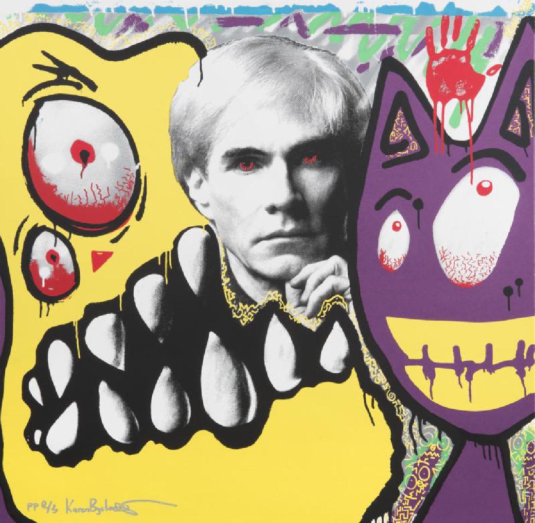 KAREN BYSTEDT with CHRIS BROWN: Late Night (Lost Warhols Series) - 2014 Screenprint on Stonehenge Rag paper Signed and numbered in silver marker lower left 2/3 PP [Printer's Proof] Accompanied by a COA from Modern Multiples Unframed