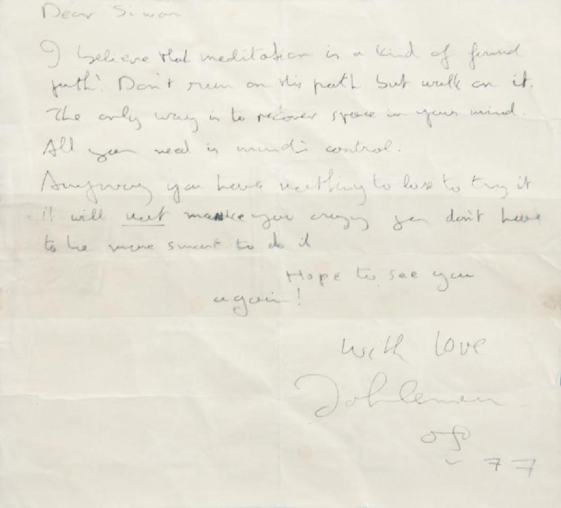 JOHN LENNON HANDWRITTEN LETTER (1 of 1)