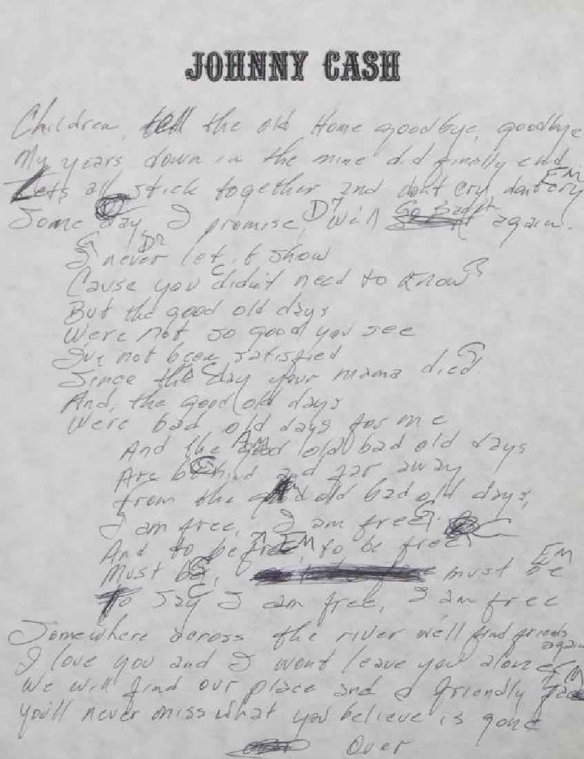 Johnny Cash Handwritten Lyrics May 18 19 Julien S Auctions In Ny Johnny Cash Handwritten Lyrics May 18 19 Julien S Auctions In Ny