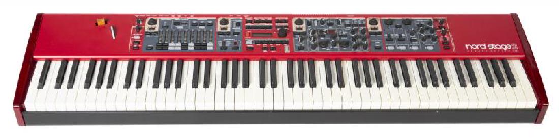 GREG LAKE NORD STAGE 2 KEYBOARD: A Nord Stage 2 Hammer Action 88-key digital piano, serial number SJ12476. With original cover and box. 4 by 50 1/2 by 13 1/2 inches PROVENANCE From the Estate of Greg Lake Greg Lake