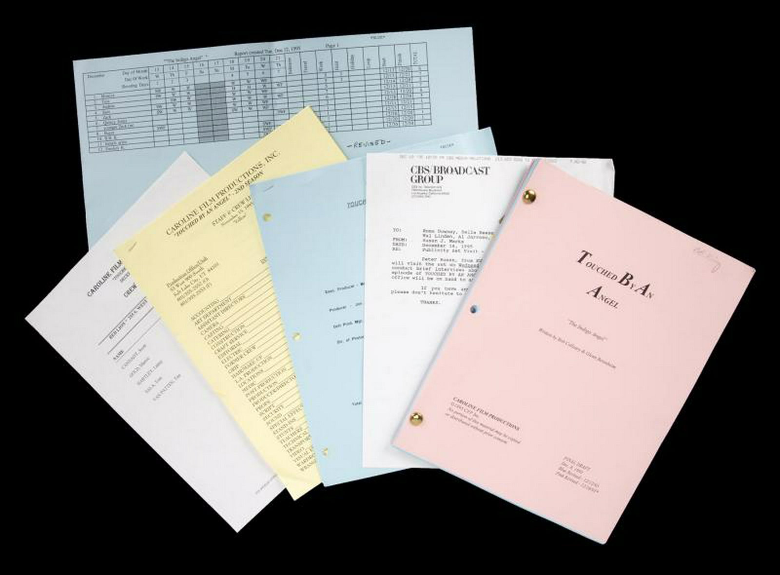 B.B. KING TOUCHED BY AN ANGEL SCRIPT: A final draft photocopy of a script for the episode "The Indigo Angel," written by Bob Colleary and Glenn Berenbeim and dated December 8, 1995. B.B. King appears in this episode. Together with a folde