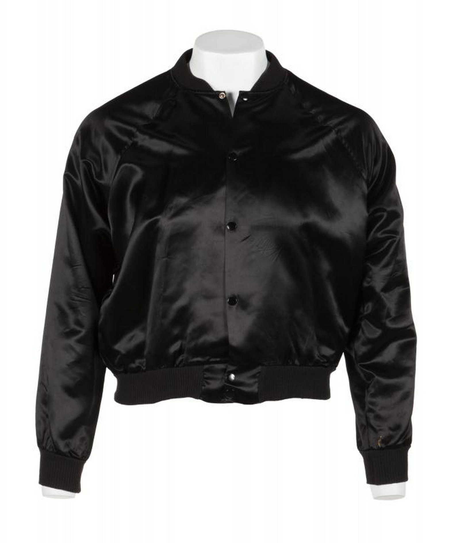 B.B. KING 1989 TOUR JACKETS: A pair of black tour jackets. The first is a varsity style with "B.B. King King of the Blues" on the front and "1989 World Tour B.B. King King of the Blues" on the back, size M. The second has "World 