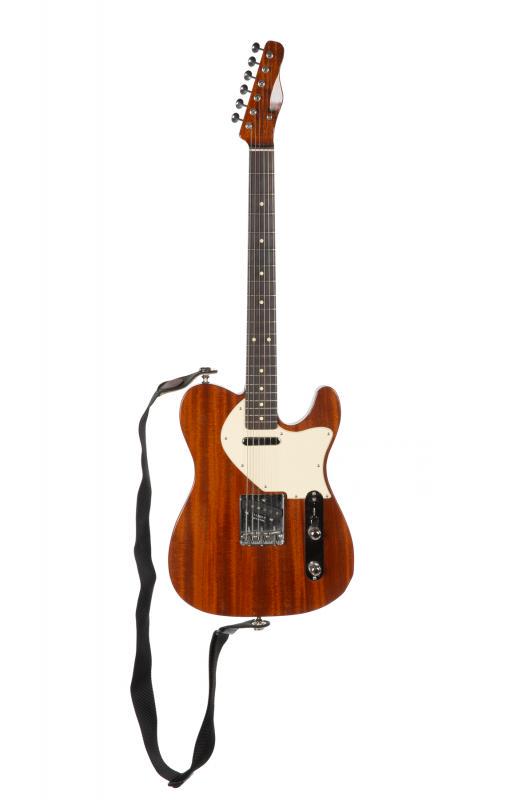 WALTER BECKER HAHN MODEL 1229 GUITAR: A Hahn model 1229 Telecaster-style electric guitar. Constructed in mahogany with a natural finish. Serial number 90504 inscribed to headstock. Accompanied by a tweed hard shell case. PROVENANCE From t