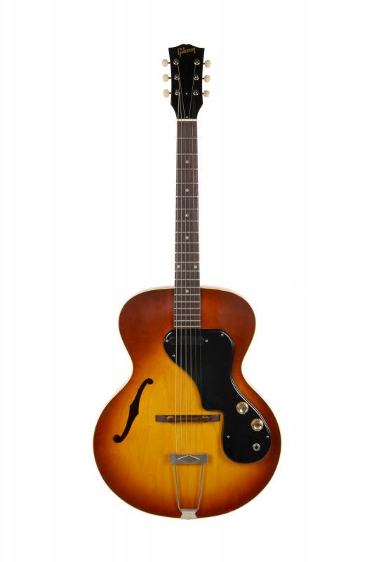 WALTER BECKER 1965 GIBSON ES-120 T: A 1965 Gibson ES-120 T hollowbody electric guitar. The thinline, non-cutaway body is constructed in bound maple with mahogany sides and finished in sunburst. Serial number 331361 stamped to headstock.