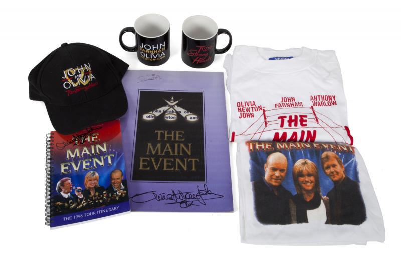 OLIVIA NEWTON-JOHN/JOHN FARNHAM/ANTHONY WARLOW: A The Main Event tour program signed by Olivia Newton-John with inscriptions to Newton-John from John Farnham, Anthony Warlow and members of the cast and crew of the production. A 1998 The Main Event