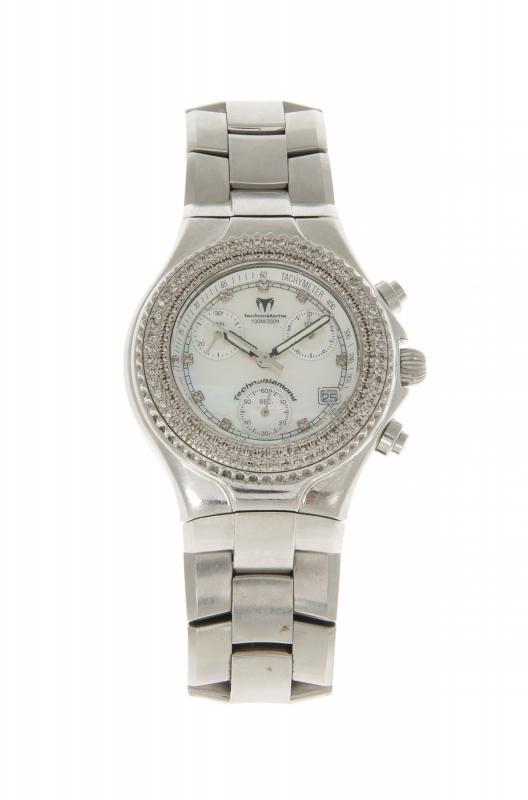 OLIVIA NEWTON-JOHN TECHNOMARINE WATCH: A stainless steel TechnoMarine watch with mother of pearl face and simulated diamonds. PROVENANCE From the Collection of Olivia Newton-John Olivia Newton-John