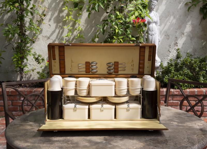 FRANK AND NANCY SINATRA MONOGRAMMED MARK CROSS AND: The exterior of the case monogrammed NFS and with the gilt embossed mark of Mark Cross. The interior of the case with a brass tag engraved ‘Coracle England,’ the plastic items marked ‘Bandalasta