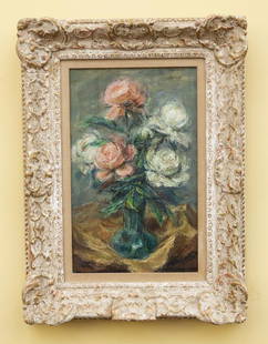 SINATRA: SUEO SERISAWA (JAPANESE/AMERICAN, 1910-2004): ‘Peonies,’ oil on canvas, signed upper right, signed, titled and inscribed ‘“Peonies” / #450 / Sueo Serisawa N.Y.C.’ and with a Dalzell Hatfield Galleries Ambassador Hotel, Los Angeles