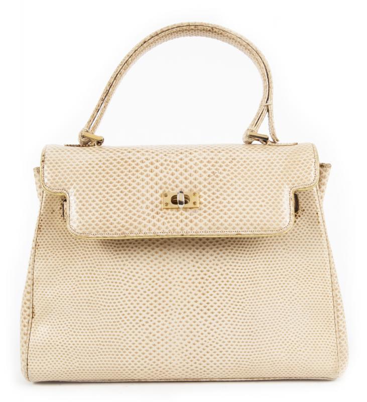 SINATRA JUDITH LEIBER BEIGE LIZARD HANDBAG (1 of 1)