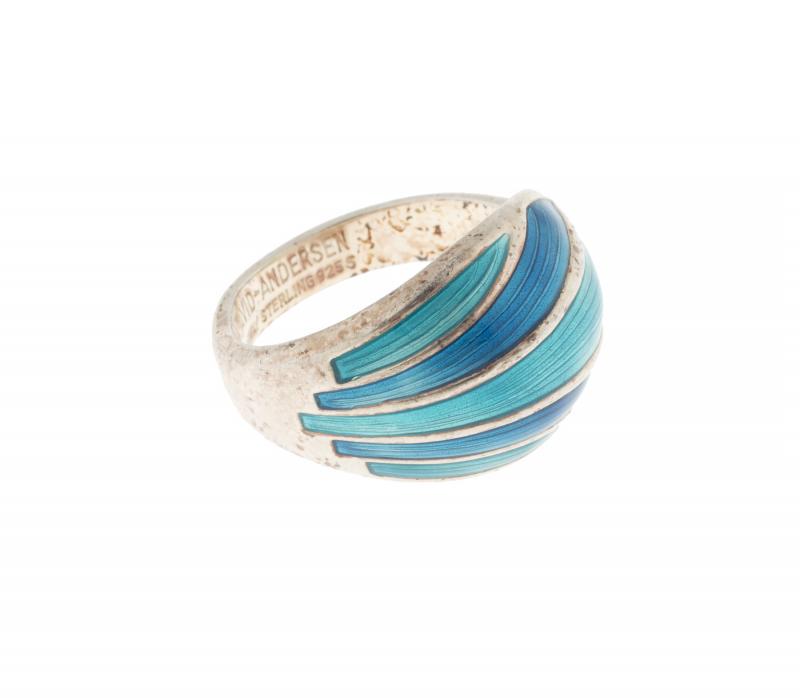 SINATRA DAVID ANDERSEN AQUA BLUE ENAMEL AND SILVER RING (1 of 1)