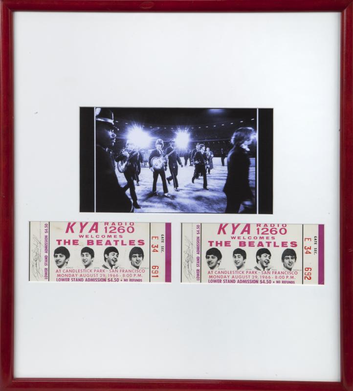 THE BEATLES 1966 CANDLESTICK PARK UNUSED LAST CONCERT: Request condition report! A pair of original unused concert tickets for The Beatles performance on Monday, August 29, 1966, at Candlestick Park in San Francisco, the band’s last ticketed concert tog