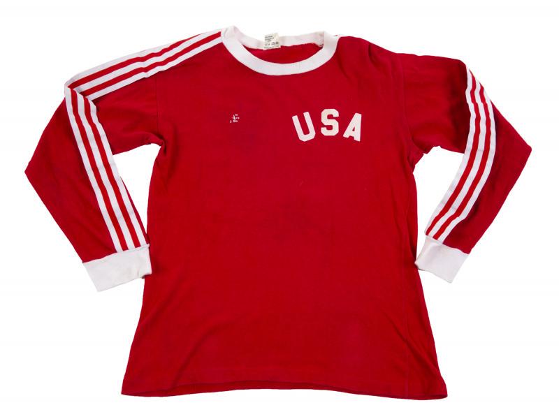 RICK DAVIS 1979 USA NATIONAL TEAM MATCH WORN JERSEY: An Adidas-Erima brand jersey match worn by Rick Davis on May 5, 1979, during the USA vs. France match at Giants Stadium in East Rutherford. France defeated USA 6-0. From Collection of Henri Guerin Sta