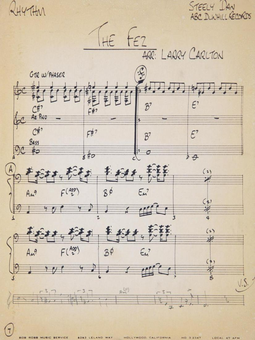 STEELY DAN "THE FEZ" SHEET MUSIC Jun 19, 2020 Julien's Auctions in CA
