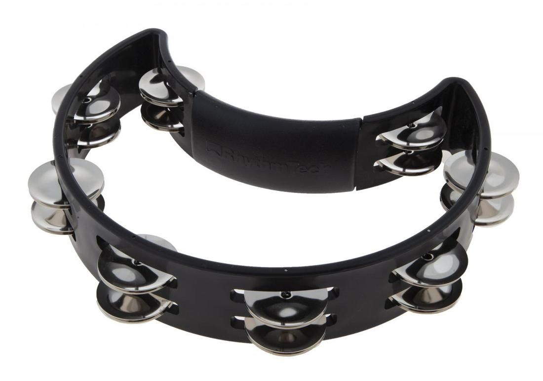 JOE JONAS STAGE USED TAMBOURINE: A black Rhythm Tech ergonomic, headless tambourine stage played by Joe Jonas during the Jonas BrothersÕ Happiness Begins Tour from 2019 to 2020. Jonas gave the tambourine to a concert-goer who carrie