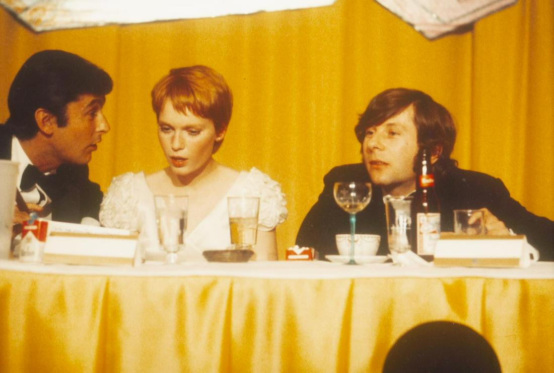 STEVE SCHAPIRO (AMERICAN, B. 1934): Robert Evans, Mia Farrow, and Roman Polanski, 1968, color photograph, edition 3/25, signed, titled, dated, numbered on the recto. Labeled on the verso. 11 by 14 inches; 16 1/2 by 20 1/2 inches, framed