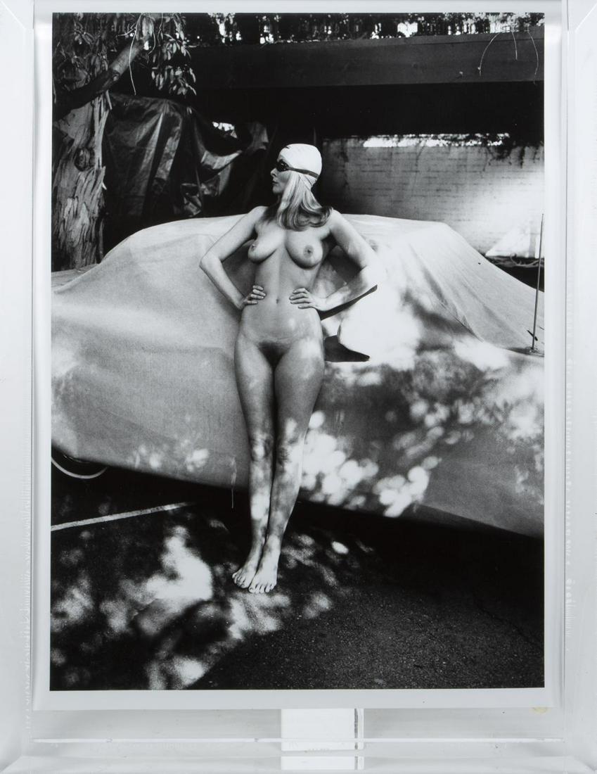 HELMUT NEWTON (GERMAN/AUSTRALIAN, 1920-2004): Suzanne Nude II, 1996, silver gelatin print, signed and inscribed in pencil on the verso, "For Bob with love as ever Helmut/ Suzanne Nude II, Beverly Hills, 1996, Helmut Newton." 14 7/8 by 11 3/8 inch